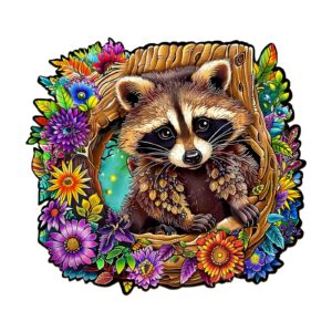 木製ジグソーパズル – アライグマの秘密の木の巣穴 66cf03f3827f0