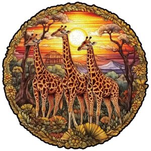 木製ジグソーパズル-キリンファミリー 66d2284a2918c