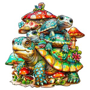木製ジグソーパズル – カメの家族 66c1e0f629986